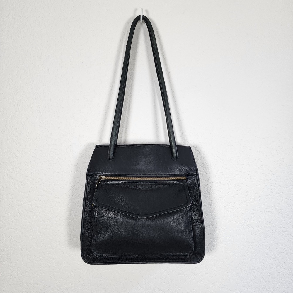 Vintage Fossil Black Pebbled Leather Shoulder bag Hand bag Purse 75082 11X11